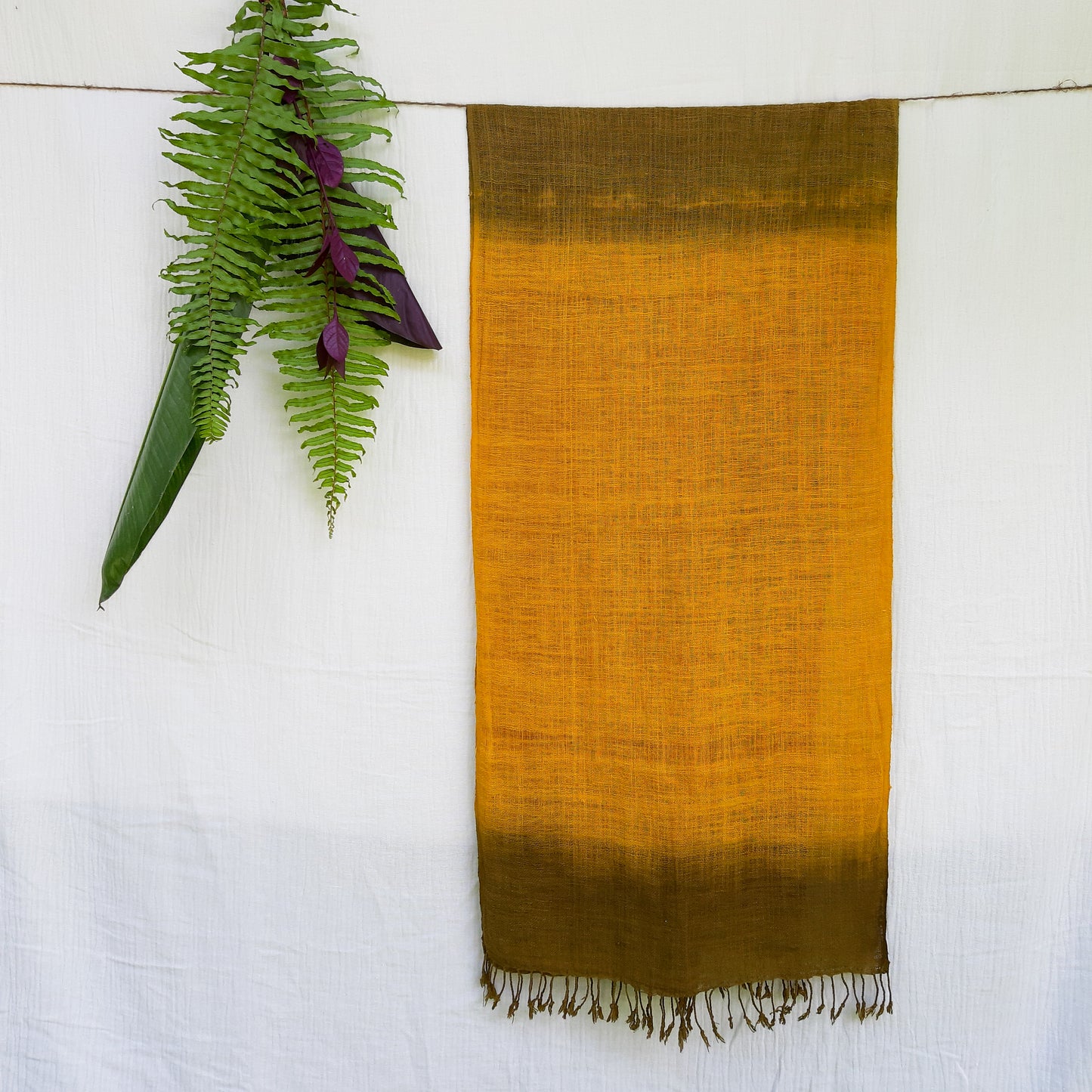 Seser Handspun Cotton Scarf - Yellow Moss