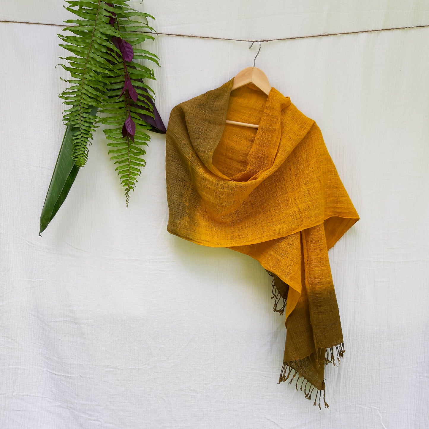 Seser Handspun Cotton Scarf - Yellow Moss