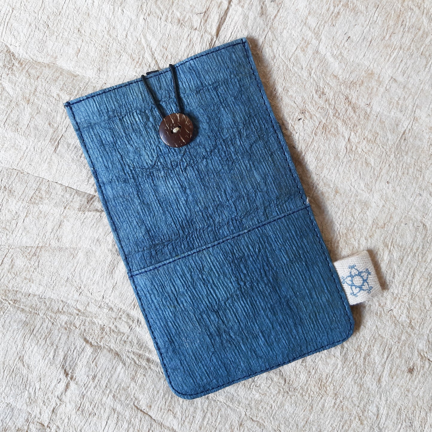 Barkcloth Phone Pouch - Ocean Blue