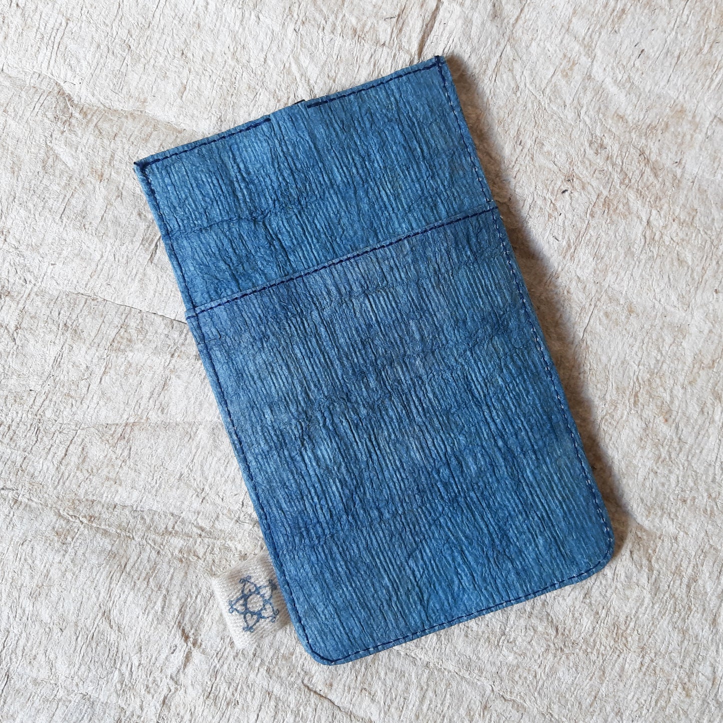 Barkcloth Phone Pouch - Ocean Blue