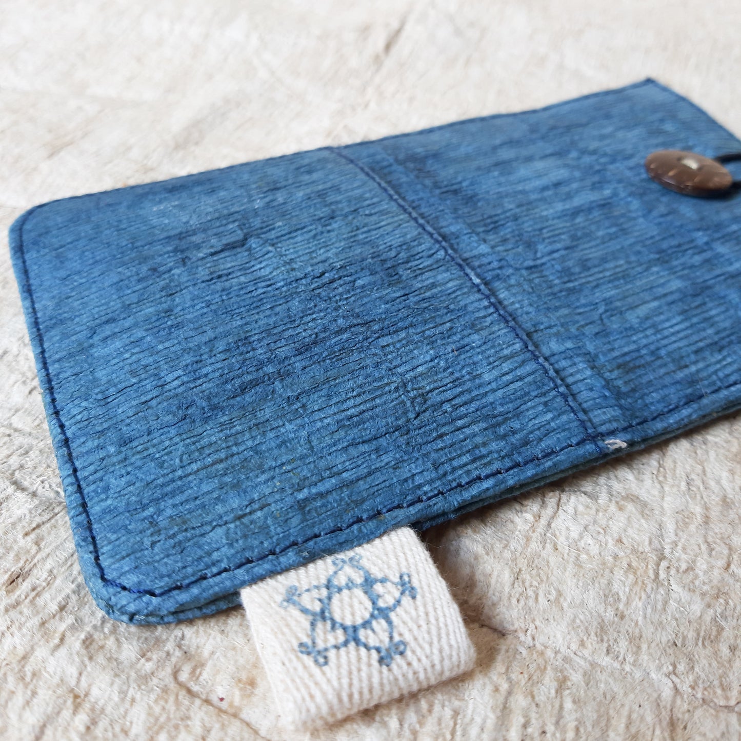 Barkcloth Phone Pouch - Ocean Blue