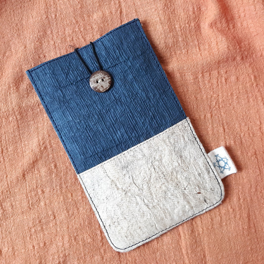 Barkcloth Phone Pouch - Cloud and Ocean