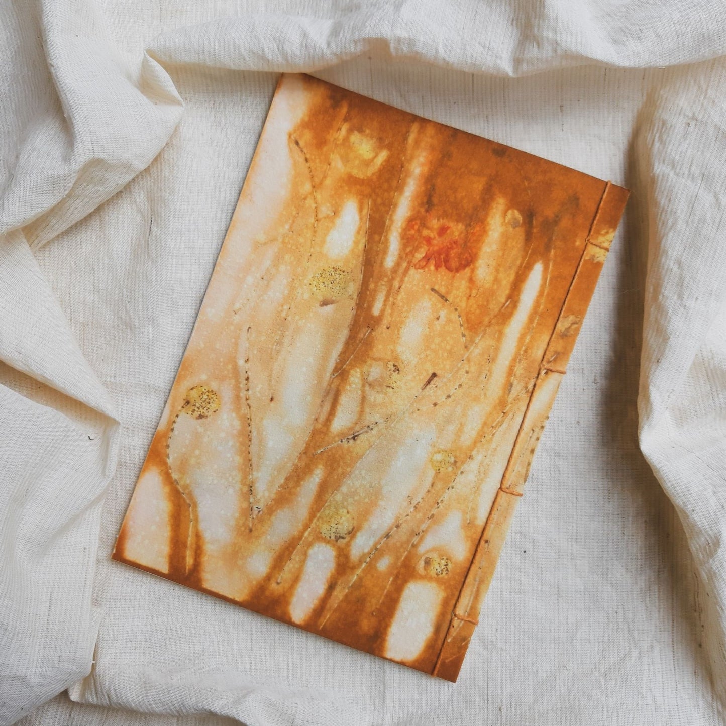 Ecoprinted Journal | Pine Cosmos Yellow