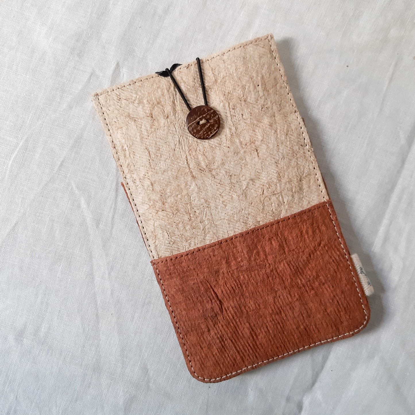 Barkcloth Phone Pouch - Dusky Pink - Cream