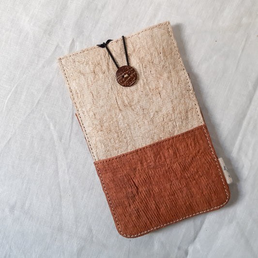 Barkcloth Phone Pouch - Dusky Pink - Cream