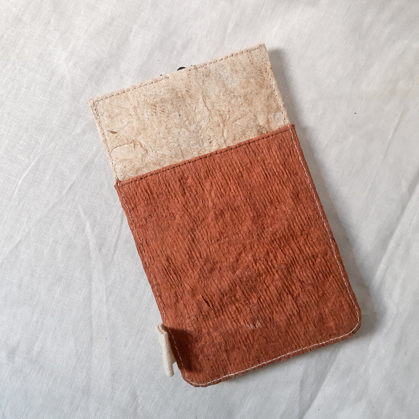 Barkcloth Phone Pouch - Dusky Pink - Cream